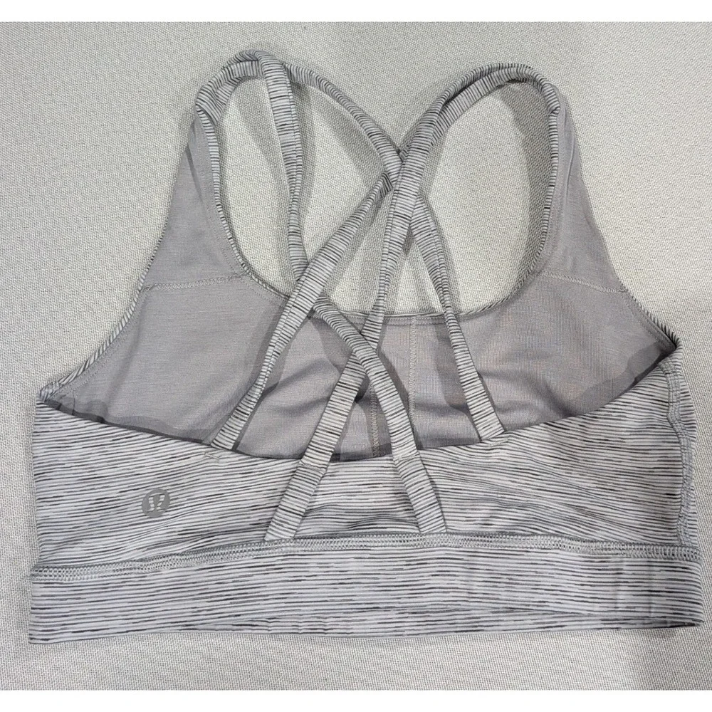 Lululemon Energy Bra Women Size 6 Grey White Space Dye Excellent Strappy Back